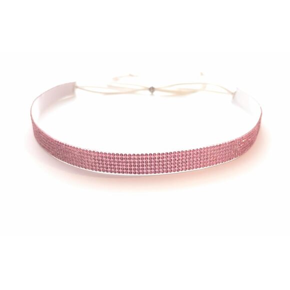 2242 Hat Band Pink Rhinestone Silky Satin Lined Facing Cowgirl Western main image 6
